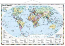Stiefel Eurocart Staaten der Erde politisch 1 : 40 000 000 Wandkarte Kleinformat mit Metallstäben