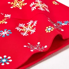 Homescapes Tischdecke rote Schneeflocken Bordüre 100% Baumwolle 138 x 228 cm