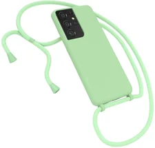 Eazy Case Silikon Kette für Samsung Galaxy S21 Ultra 6,8 Zoll, Handy Band Schutzhülle Back Cover Full Color Nacht Grün / Dunkelgrün